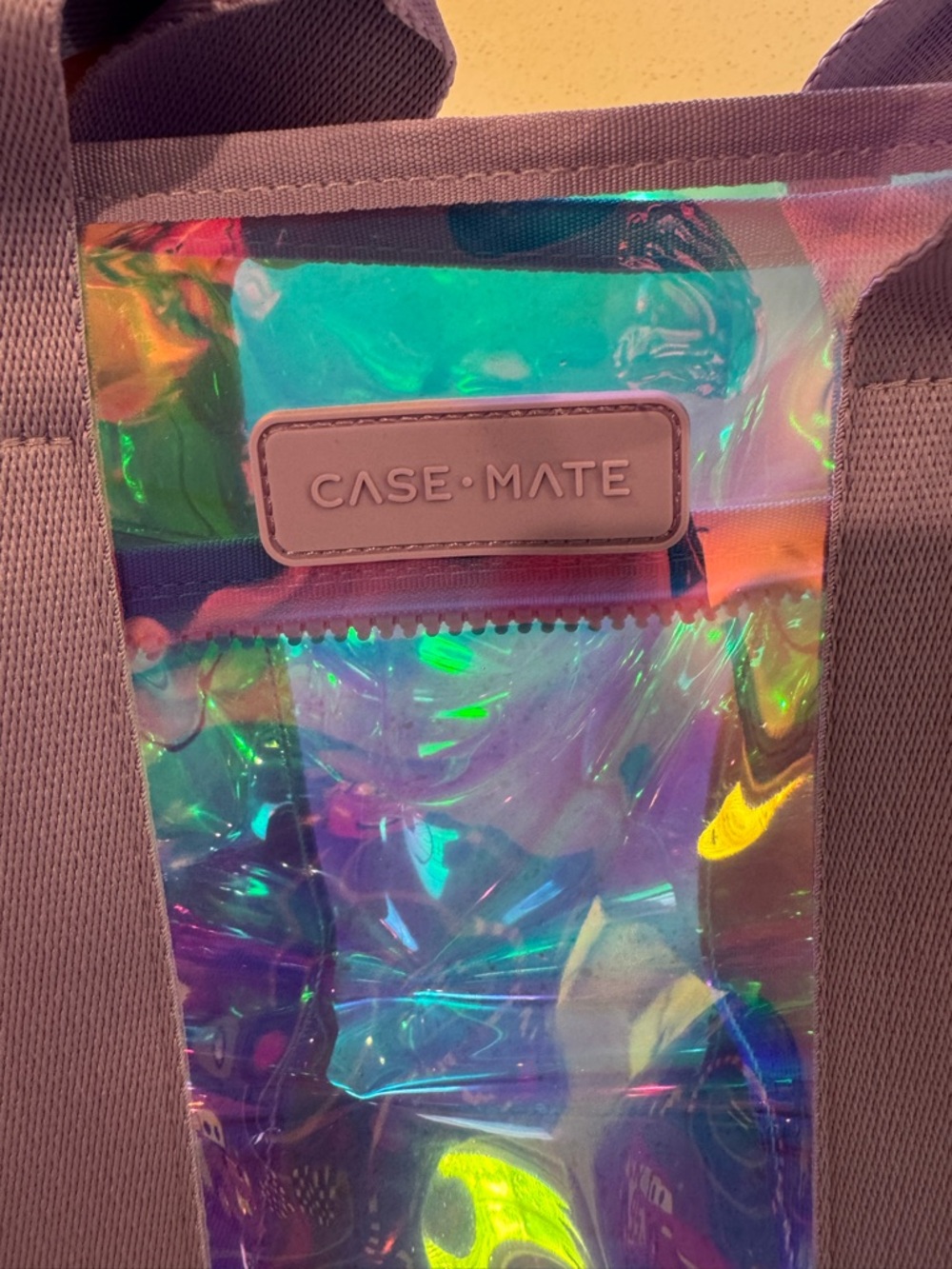 Case-mate Mini Jelly Iridescent Holographic Tote with Lavender Straps NWOT - Picture 5 of 7
